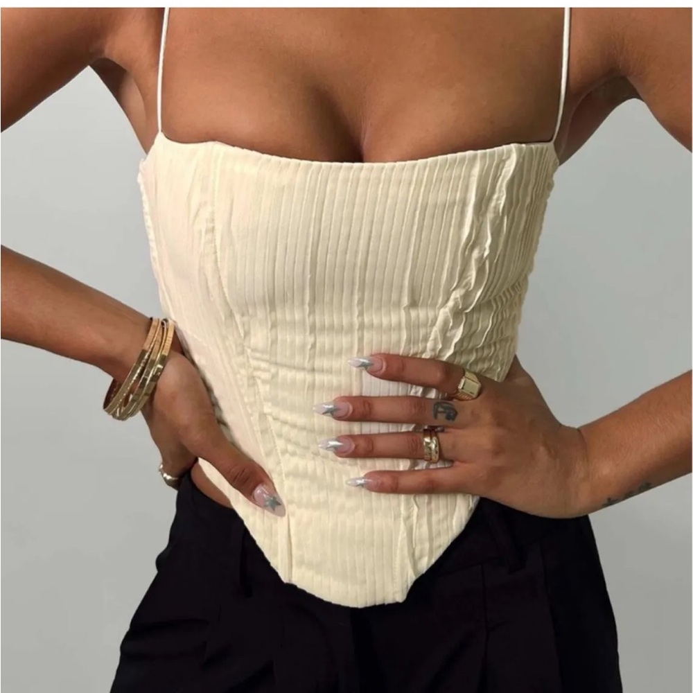 Princess Polly Cream Corset Top